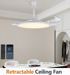 42-Inch Retractable Ceiling Fan with LED Light & Remote Control