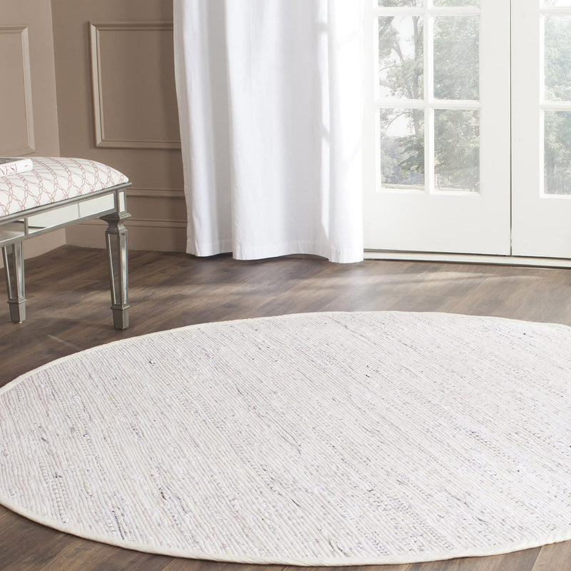 SAFAVIEH Rag Rug Collection 5 Round Ivory/Multi RAR121G Handmade Boho Stripe Cotton Area Rug