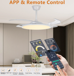 42-Inch Retractable Ceiling Fan with LED Light & Remote Control