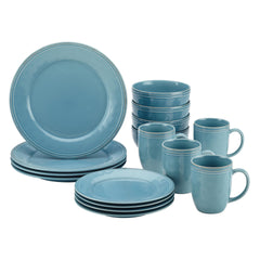 Rachael Ray Cucina Stoneware 16-piece Dinnerware Set Agave Blue