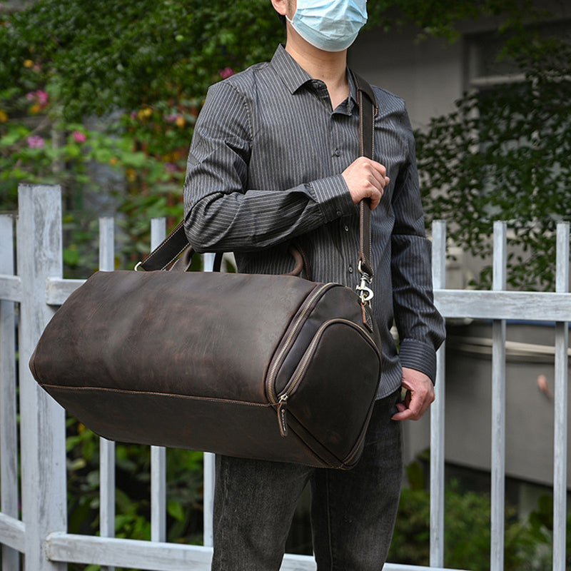 Vintage Multifunctional Leather Duffle Travel Bag