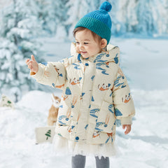 Children's Winter Duck Down Jacket with Cartoon Design