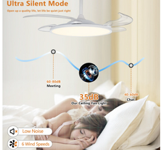 42-Inch Retractable Ceiling Fan with LED Light & Remote Control