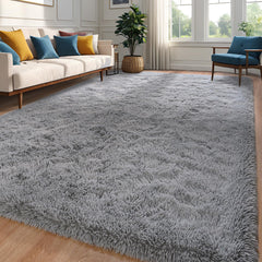 Zedrew Grey Area Rug 8x10 Large Rugs for Living Room Bedroom Fluffy Soft Rug Modern Carpets for Kids Room Non-Skid Rectangular Indoor Rug for Girls Boys Playroom Nursery Room Home Decor