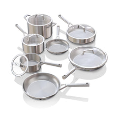 Ninja EverClad Stainless Steel Cookware 12 Piece Pots & Pans Set All Stovetops & Induction Oven Safe to 600°F Tri-Ply Commercial-Grade C99012