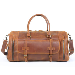 Men's Retro Genuine Leather Large Capacity Luggage Bag