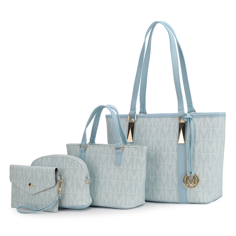 MKF Collection Tote Bag for Women Shoulder Handbag & Wristlet Pouch Purse Top Handle Vegan Leather 4Pcs Set Pocketbook Marimar by Mia k