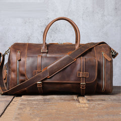 Men's Retro Genuine Leather Large Capacity Luggage Bag