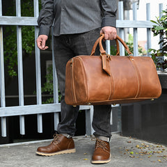 Vintage Multifunctional Leather Duffle Travel Bag