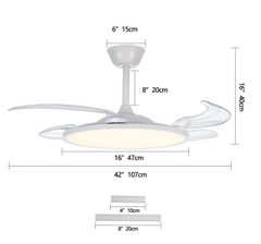 42-Inch Retractable Ceiling Fan with LED Light & Remote Control