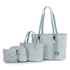 MKF Collection Tote Bag for Women Shoulder Handbag & Wristlet Pouch Purse Top Handle Vegan Leather 4Pcs Set Pocketbook Marimar by Mia k
